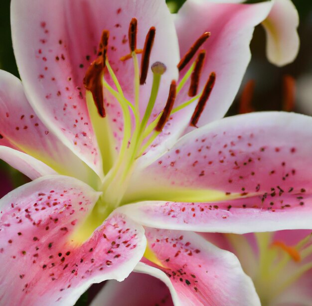 Gros plan d'une fleur de lys stargazer sur fond noir créée à l'aide de la technologie générative ai