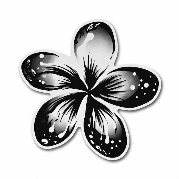 Un gros plan d'une fleur avec de la peinture noire et blanche sur elle