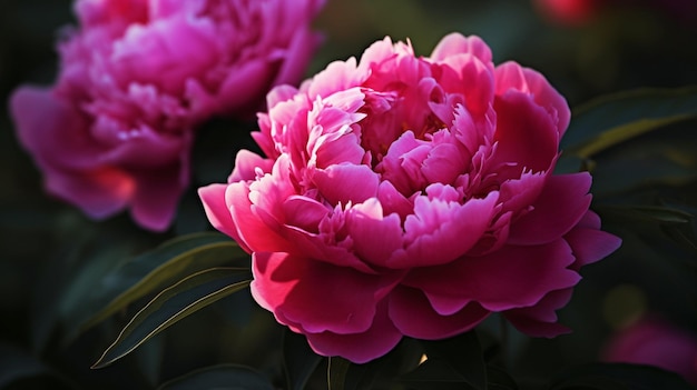 Un gros plan d'une fleur de pivoine rose