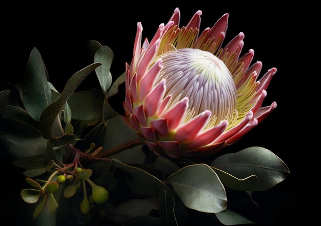 Un gros plan d'une fleur de protea