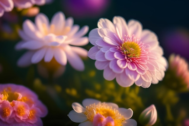 Un gros plan d'une fleur rose et blanche