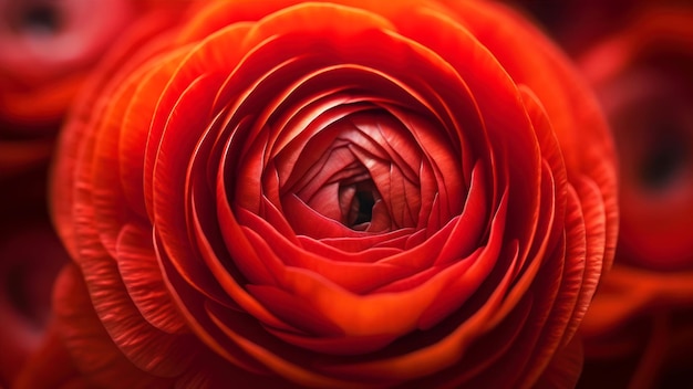 Un gros plan d'une fleur rouge avec un centre noir