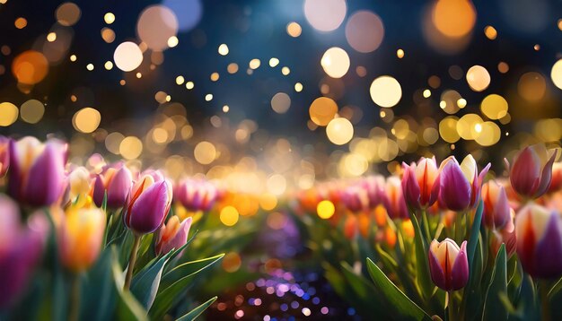 gros plan sur une fleur de tulipes avec un fond bokeh