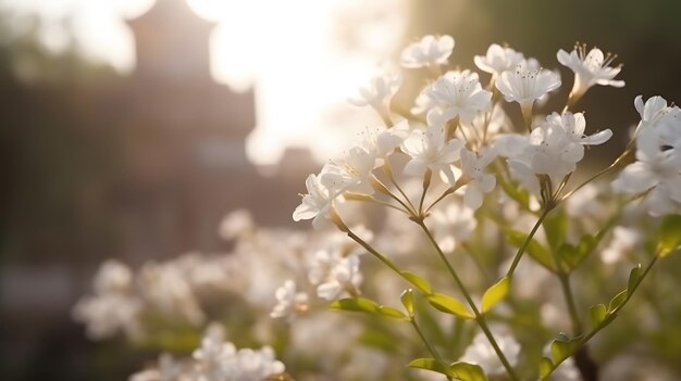 Un gros plan de fleurs blanches dans un jardin