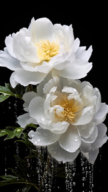 Photo un gros plan de fleurs blanches avec des gouttes d'eau