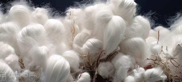 Gros plan de fleurs de coton moelleuses