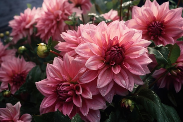 Gros plan de fleurs de dahlia en fleurs