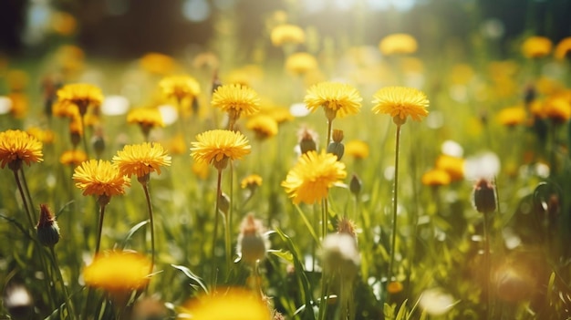 Gros plan de fleurs d'été créé avec l'IA générative