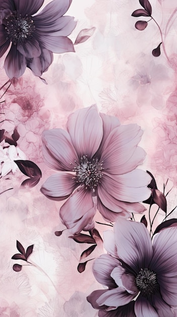 Un gros plan de fleurs sur fond rose Toile de fond floral IA générative