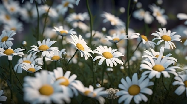 Gros plan de fleurs de marguerite blanche ai générative