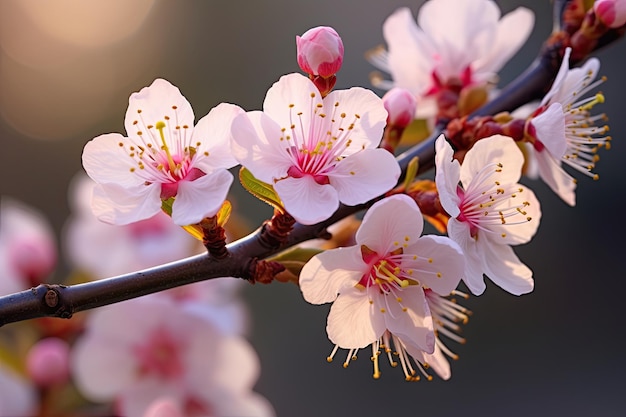 Gros plan des fleurs de prunier dans le comté de Sonoma, de magnifiques arbres à fleurs en fleurs qui poussent