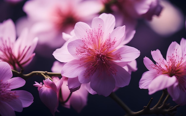 Un gros plan d'une fleurs de sakura colorées