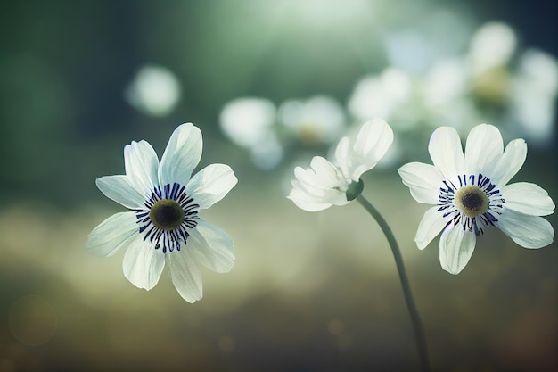 Gros plan de fleurs sauvages avec fond naturel flou