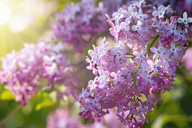 Photo un gros plan de fleurs violettes avec le mot lilas sur la gauche