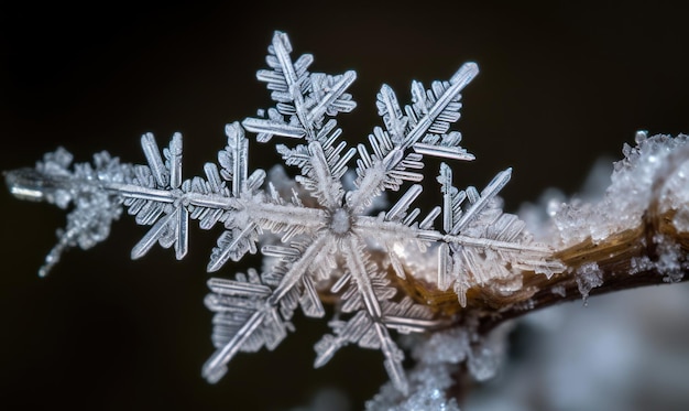 Un gros plan d'un flocon de neige avec le mot glace dessus