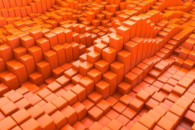 Gros plan sur un fond abstrait de cubes en plastique orange