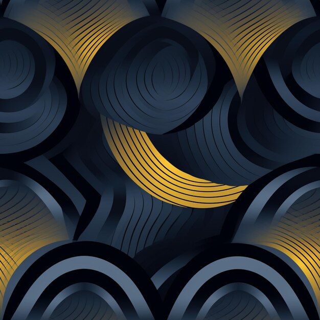 un gros plan d'un fond abstrait noir et or avec des cercles ai génératif