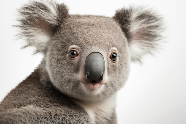 Gros plan sur fond blanc Koala Generative AI AIG16