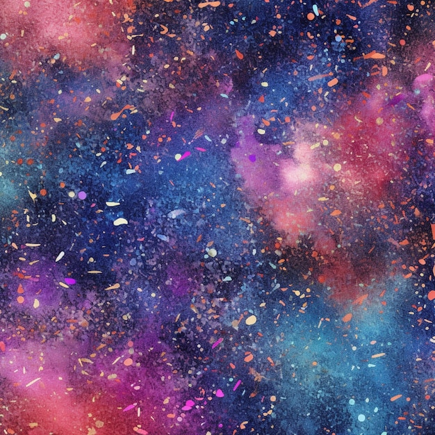 Un gros plan d'un fond coloré avec des confettis et des étoiles générative ai