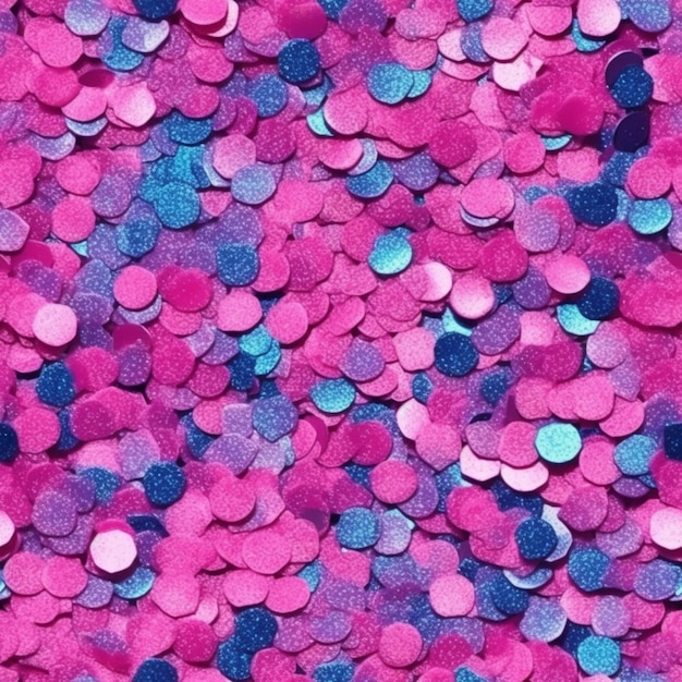 un gros plan d'un fond de confetti rose et bleu génératif ai