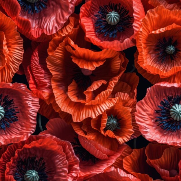 Un gros plan d'un fond de coquelicot rouge