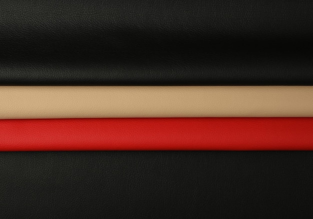 Gros plan sur fond de grain de cuir naturel blanc noir, rouge et beige, directement au-dessus