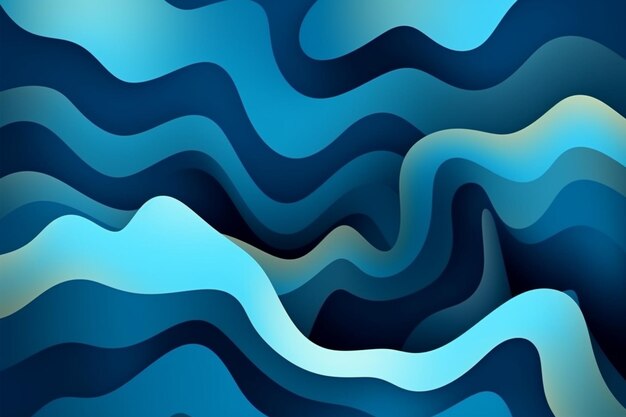 Un gros plan d'un fond ondulé bleu et blanc avec un fond noir ai génératif