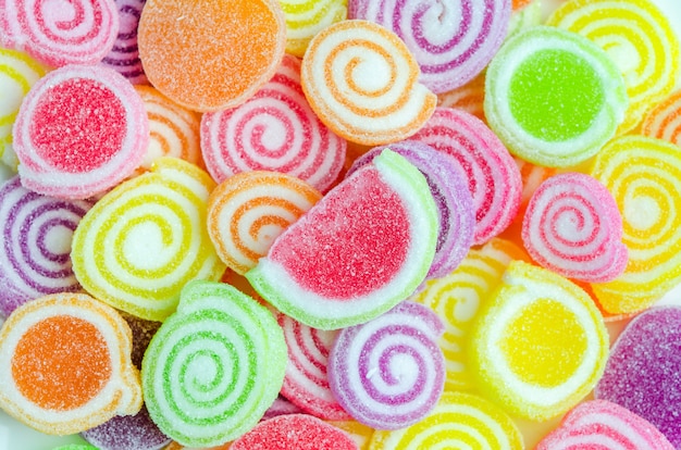 Gros plan de fond de texture de bonbons colorés