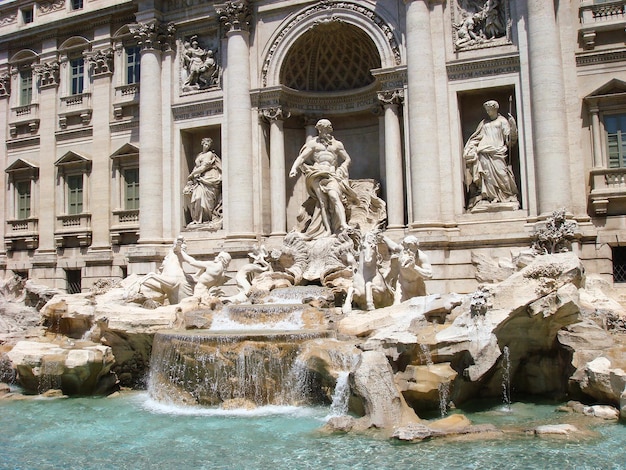 Gros plan sur la fontaine de Trevi Rome Italie