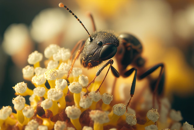 Gros plan fourmi sur fleur