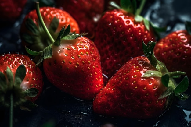 Un gros plan de fraises sur une assiette