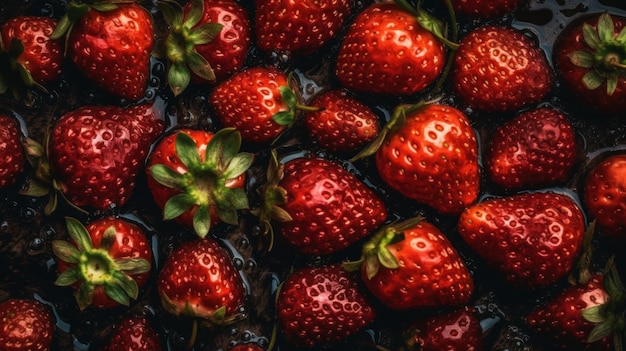 Un gros plan de fraises dans un bol