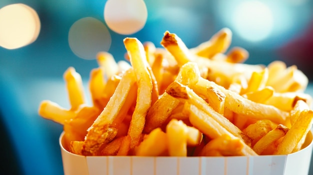 Gros plan de frites dans un récipient en métal