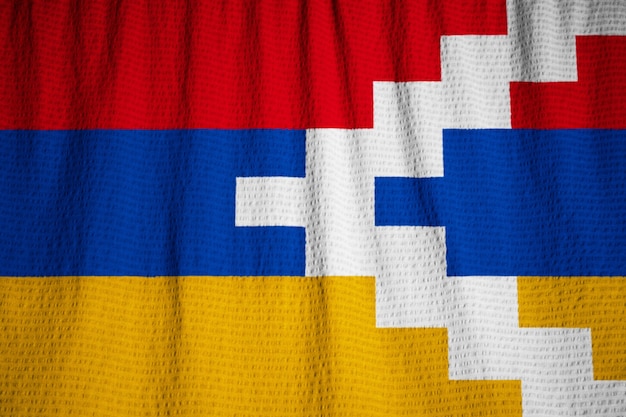 Gros plan, froissé, Nagorno, Karabakh, drapeau, Nagorno, Karabakh, drapeau, souffler, vent