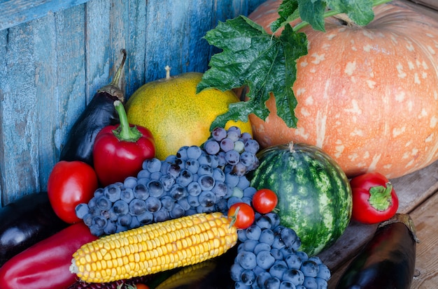 Gros plan de fruits et légumes