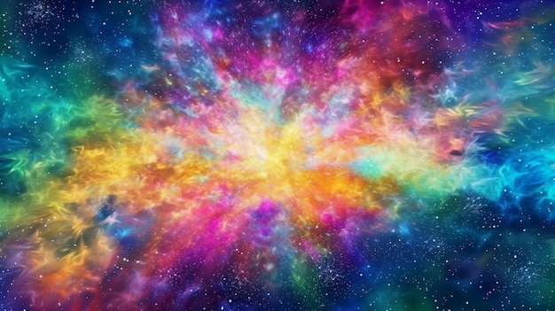 un gros plan d'une galaxie colorée avec des étoiles et des nébuleuses génératives ai