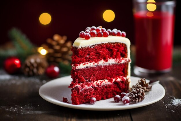 Un gros plan d'un gâteau de velours rouge trempé de sauce au chocolat