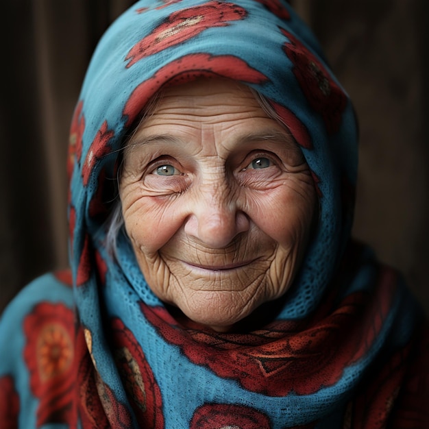 Un gros plan génératif de l'IA d'une femme âgée souriante.