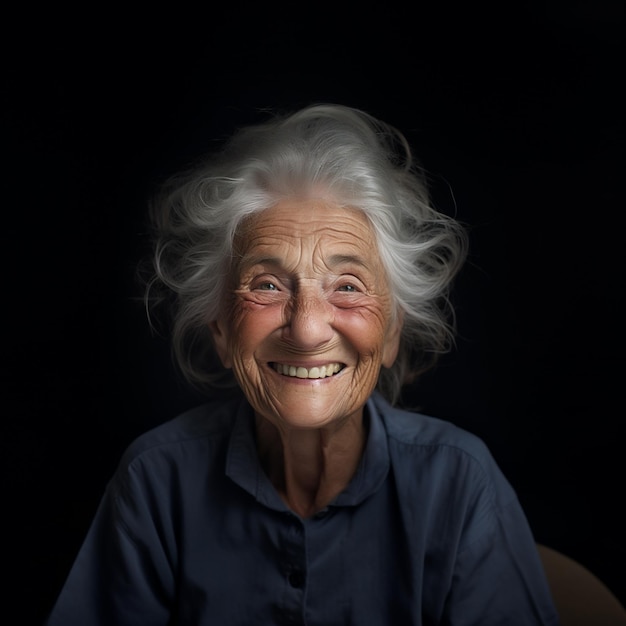 Un gros plan génératif de l'IA d'une femme âgée souriante.