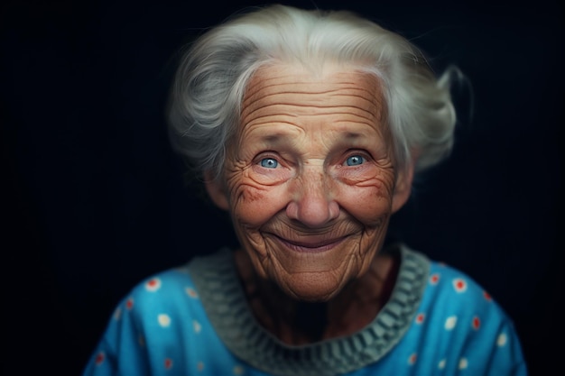 Un gros plan génératif de l'IA d'une femme âgée souriante.