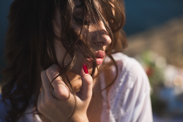 Gros plan, girl, côte