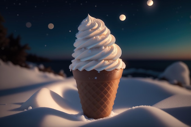 Un gros plan d'une glace avec le soleil qui brille dessus