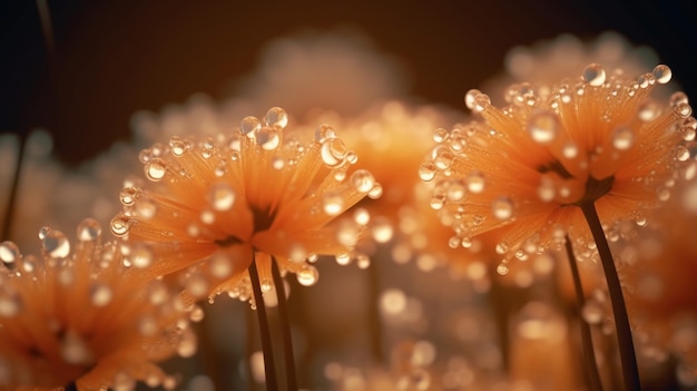 Un gros plan de gouttelettes d'eau sur une fleur