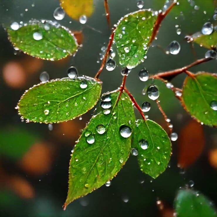 Photo un gros plan des gouttelettes d'eau sur une plante avec des gouttes d'eau