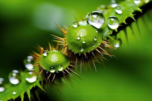 Un gros plan de gouttelettes d'eau sur une plante