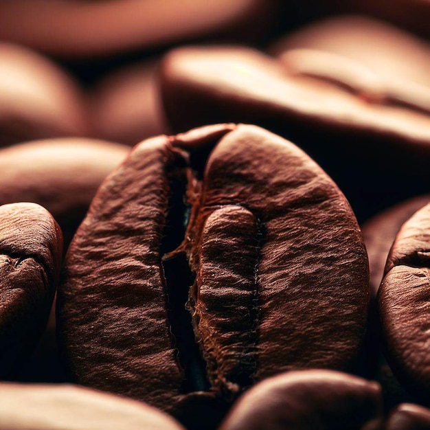 Un gros plan d'un grain de café avec le mot café dessus