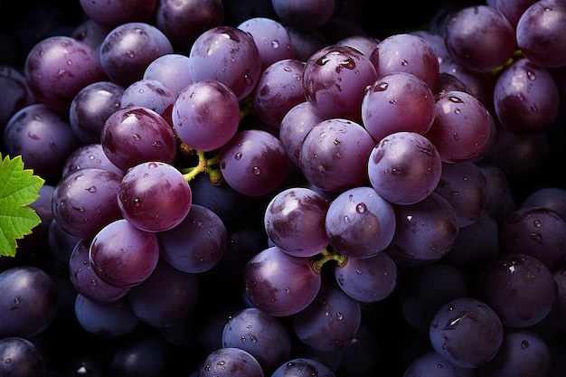 Un gros plan d'une grappe de raisin avec un autocollant jaune