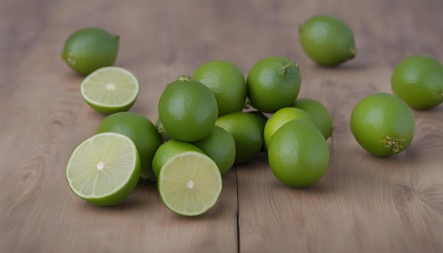 un gros plan d'un grappin de citron vert sur une table en bois