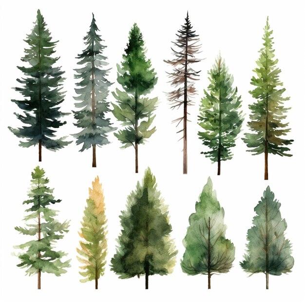 Photo un gros plan d'un groupe d'arbres avec différentes couleurs générative ai