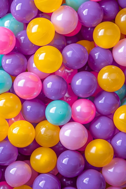 un gros plan d'un groupe de boules colorées dans une pile générative ai